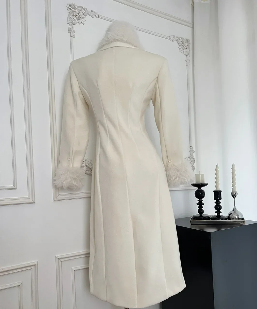 French Elegant Wool Blend Double-Breasted Coat - Image 3