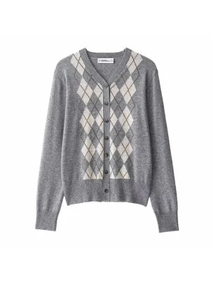 2025 Vintage Plaid V-Neck Knitted Cardigan