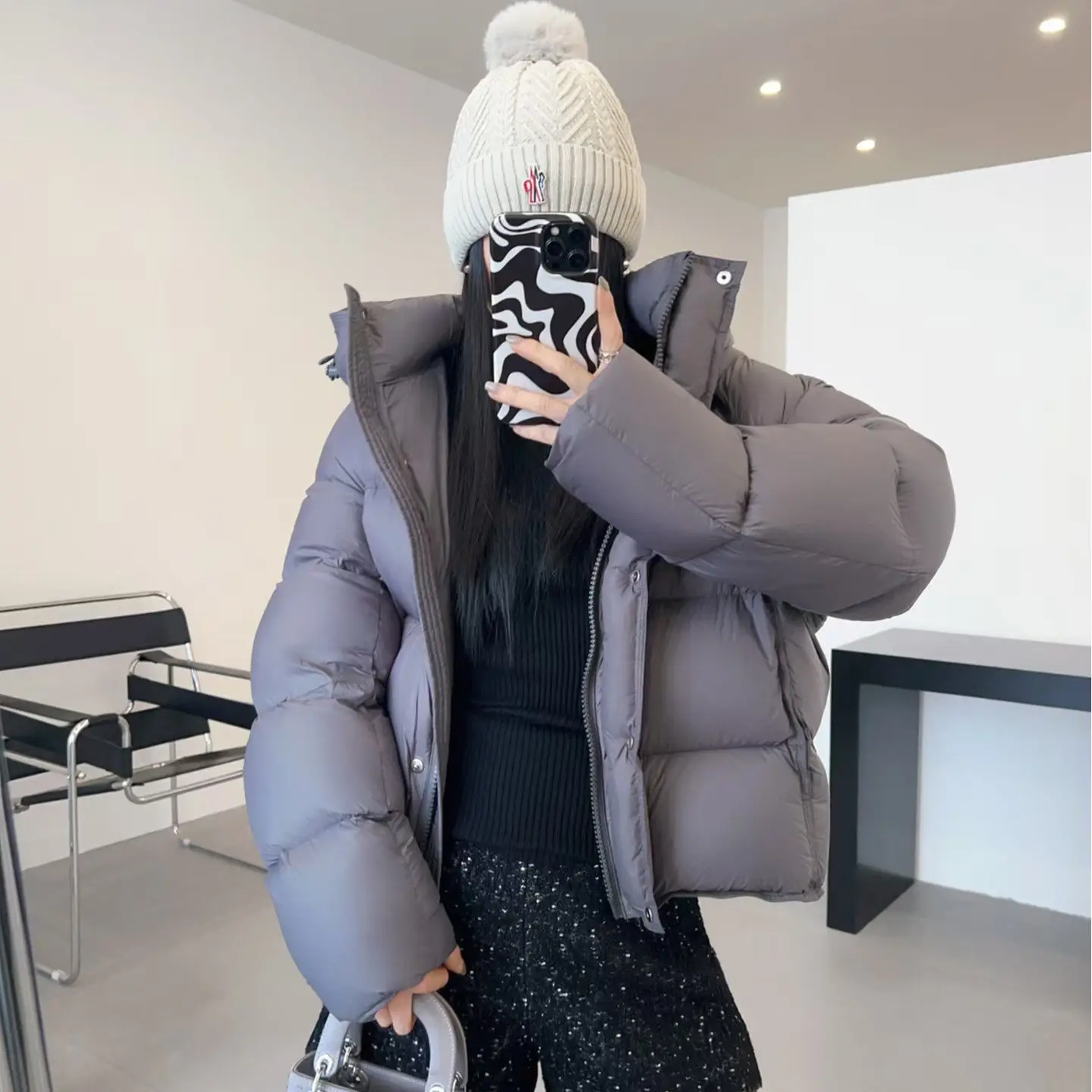Fluffy Cloud Hooded Puffer Coat for Women - Image 3