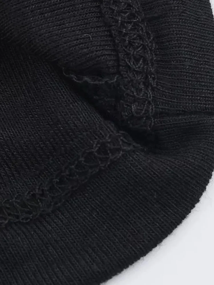 Autumn Winter Black Off Shoulder Rivet T Shirt for Women - Image 3