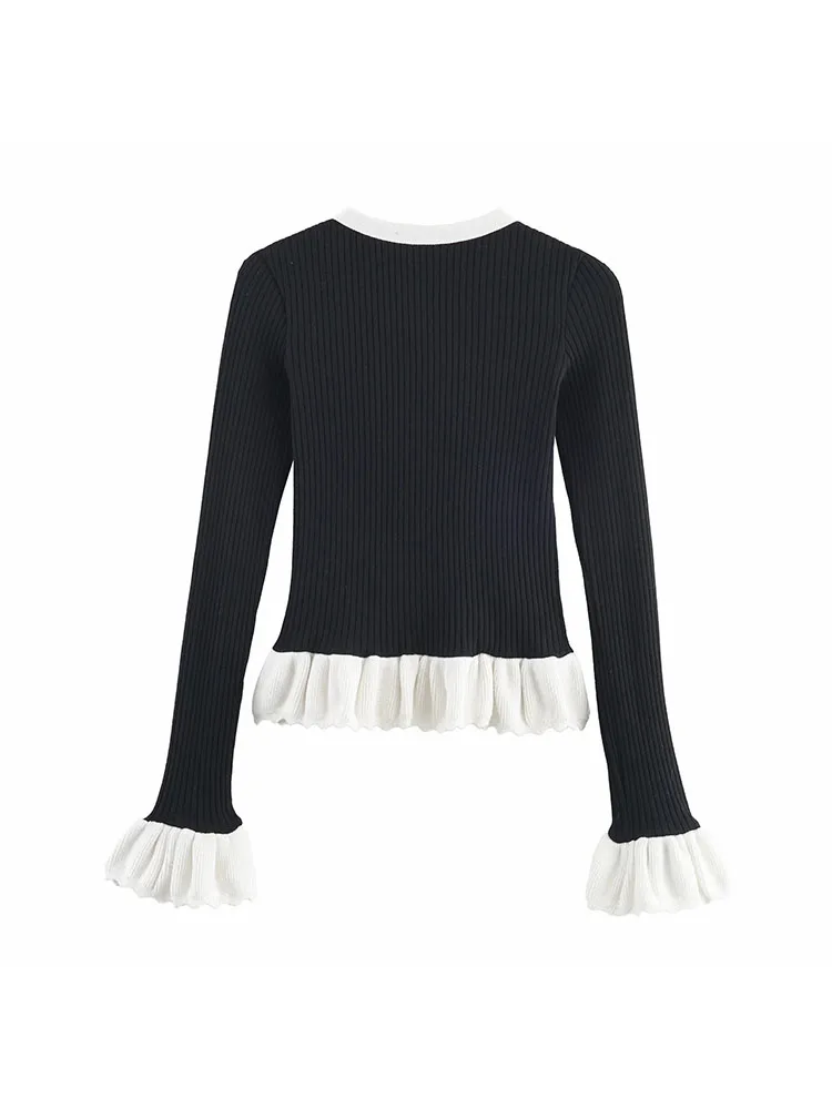Women’s Color Block Contrast Knit Sweater - Image 2