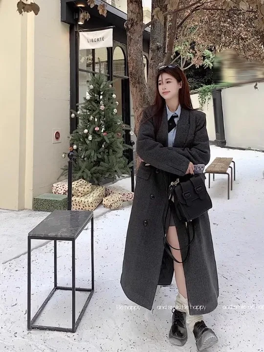 Korean Fashion Double Breasted Loose Blazer Jacket for Women - Image 5