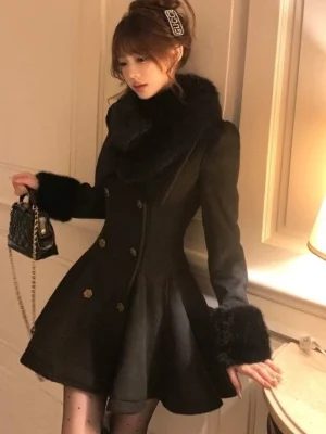 Luxury Korean Tweed Winter Coat