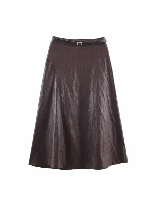 Autumn Leather Belt A Line Skirt