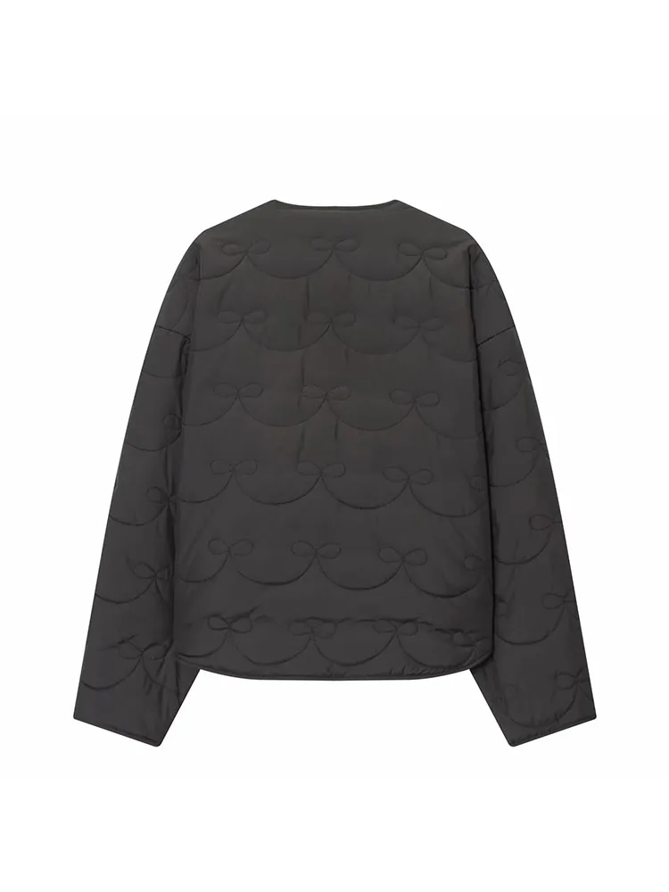 Autumn Winter Solid O-Neck Single-Breasted Straight Coat - Image 3