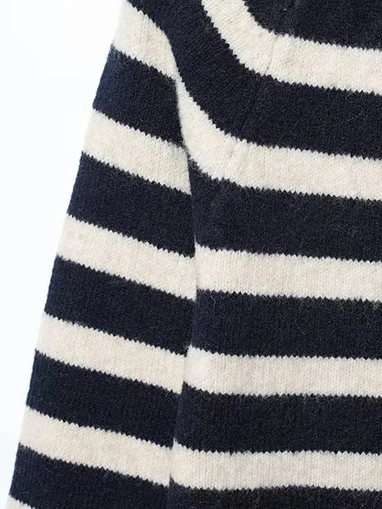 Women’s Striped Knit Cardigan Slim Fit Long Sleeve Top - Image 6