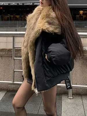 Luxury Oversized Quilted Winter Parka with Faux Fur Hood