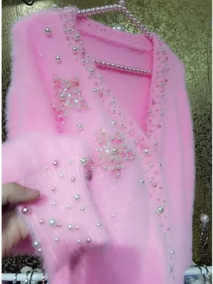 Handmade Beaded Floral Cardigan for Women