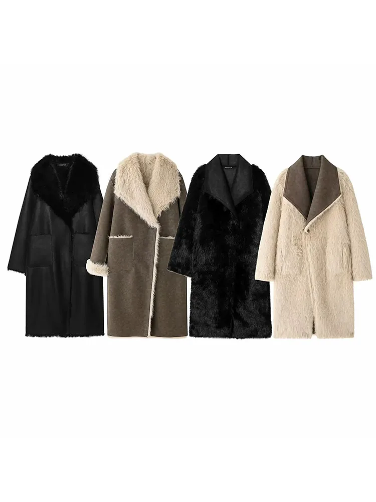 Women’s Multicolored Retro Plush Reversible Coat