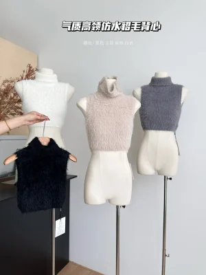 Winter Sleeveless Slim Knit Top for Women