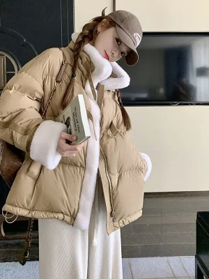 Korean Oversized Lamb Cotton Jacket Women