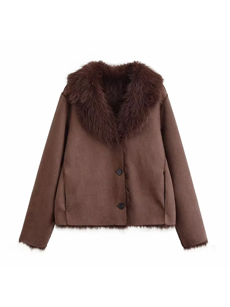 Autumn Winter Faux Fur Reversible Jacket Women - Image 3