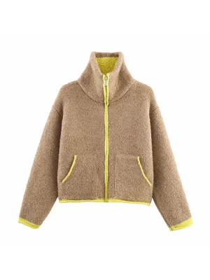 Women’s Color-Block Fleece Knit Jacket