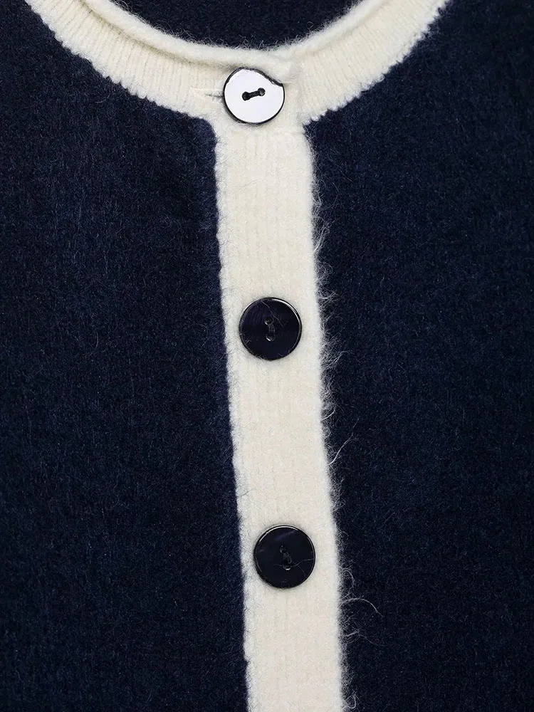 Women’s Crew Neck Button Knit Sweater - Image 5