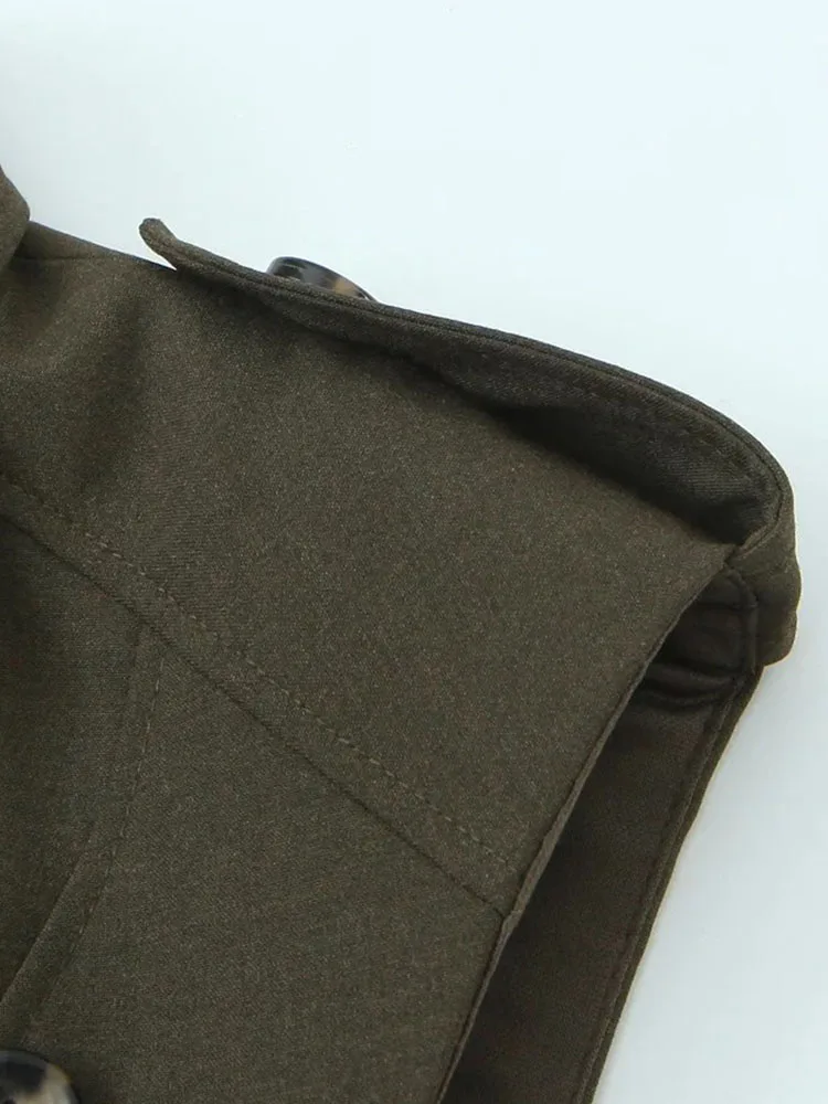 Autumn Winter Sleeveless Lapel Zip A-Line Dress Coat - Image 6