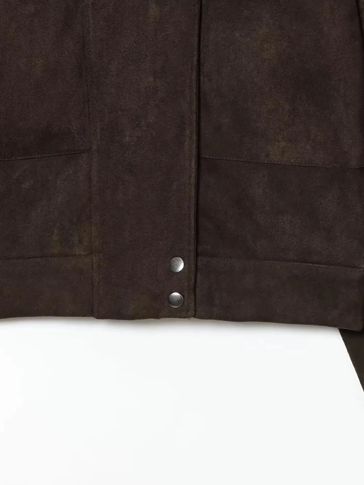 Women’s Minimalist Suede Short Jacket - Image 5