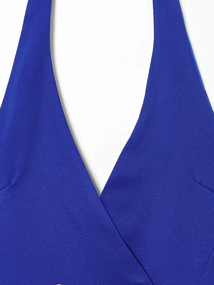 Autumn Winter Double-Breasted Halter Mini Dress - Image 4