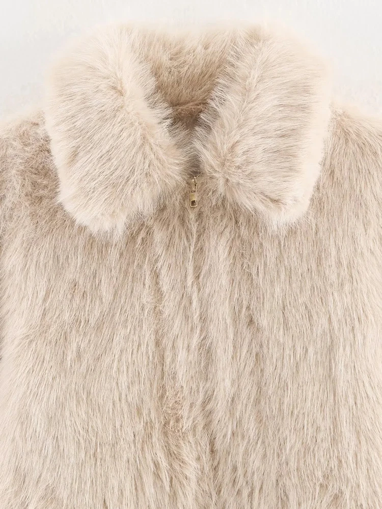 Women’s Faux Fur Zipper Jacket - Image 4