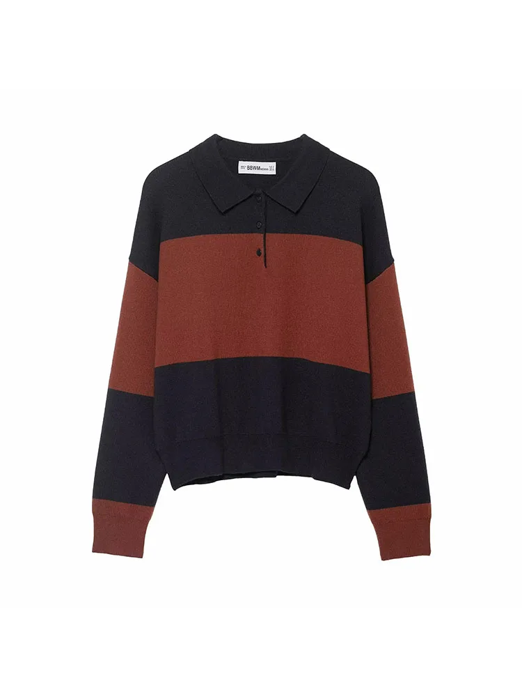 Autumn Winter Striped Knit Pullover