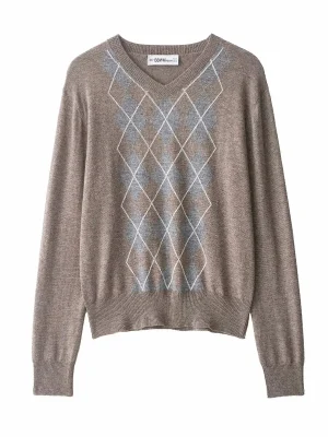 Autumn Winter V-Neck Knitted Cotton Sweater