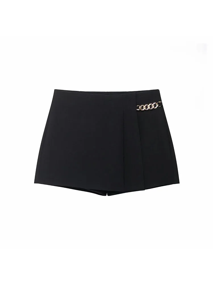 2025 Autumn High Waist Chain Zipper Skort - Image 4