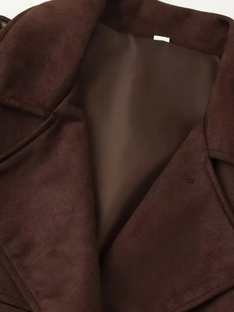 2025 Autumn Vintage Brown Tie-Up Short Jacket - Image 5