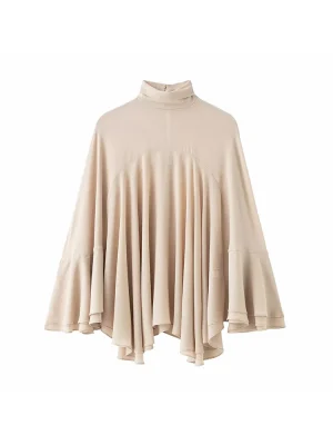 Women’s Loose Layered Cape Coat Casual Long Sleeve Top