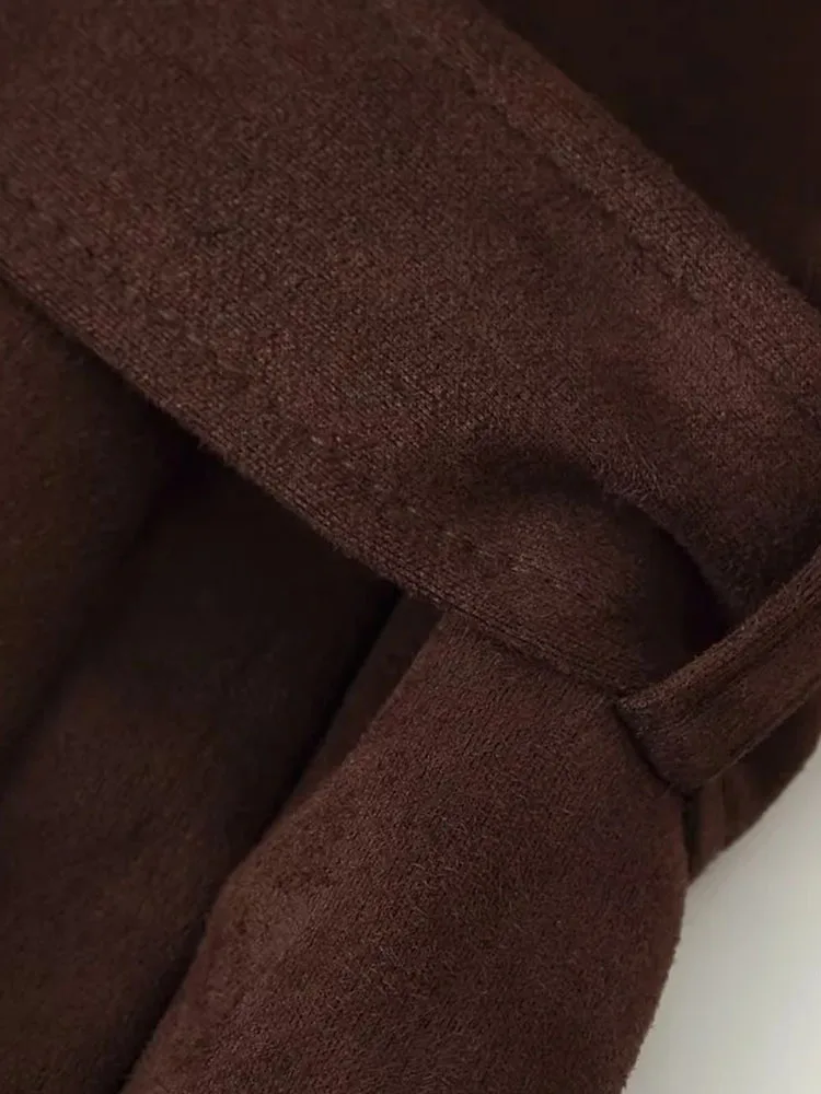 2025 Autumn Vintage Brown Tie-Up Short Jacket - Image 4