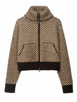 Women’s Color Block Wool Zipper Jacket