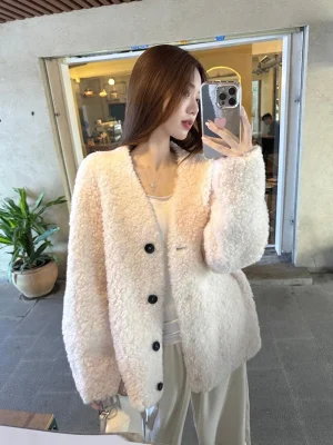 Fluffy Imitation Lamb Wool Coat Women