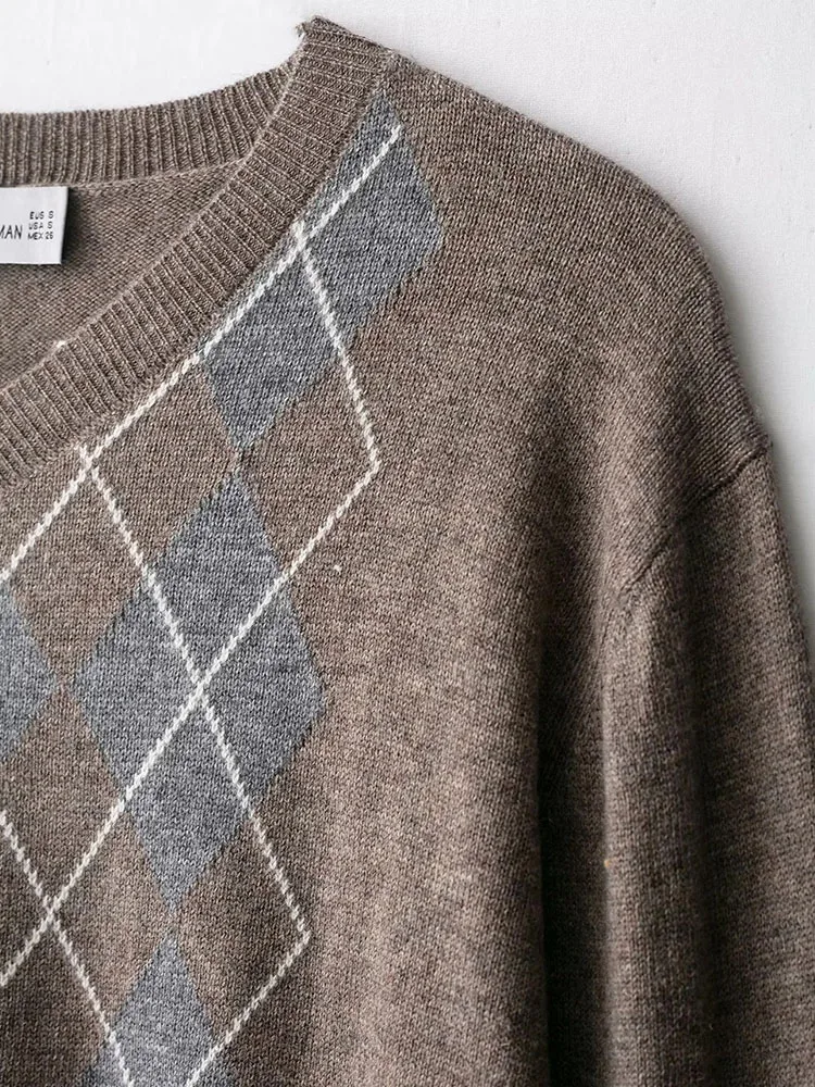 Autumn Winter V-Neck Knitted Cotton Sweater - Image 7