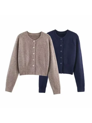 2025 Autumn Vintage Solid O-Neck Knit Sweater