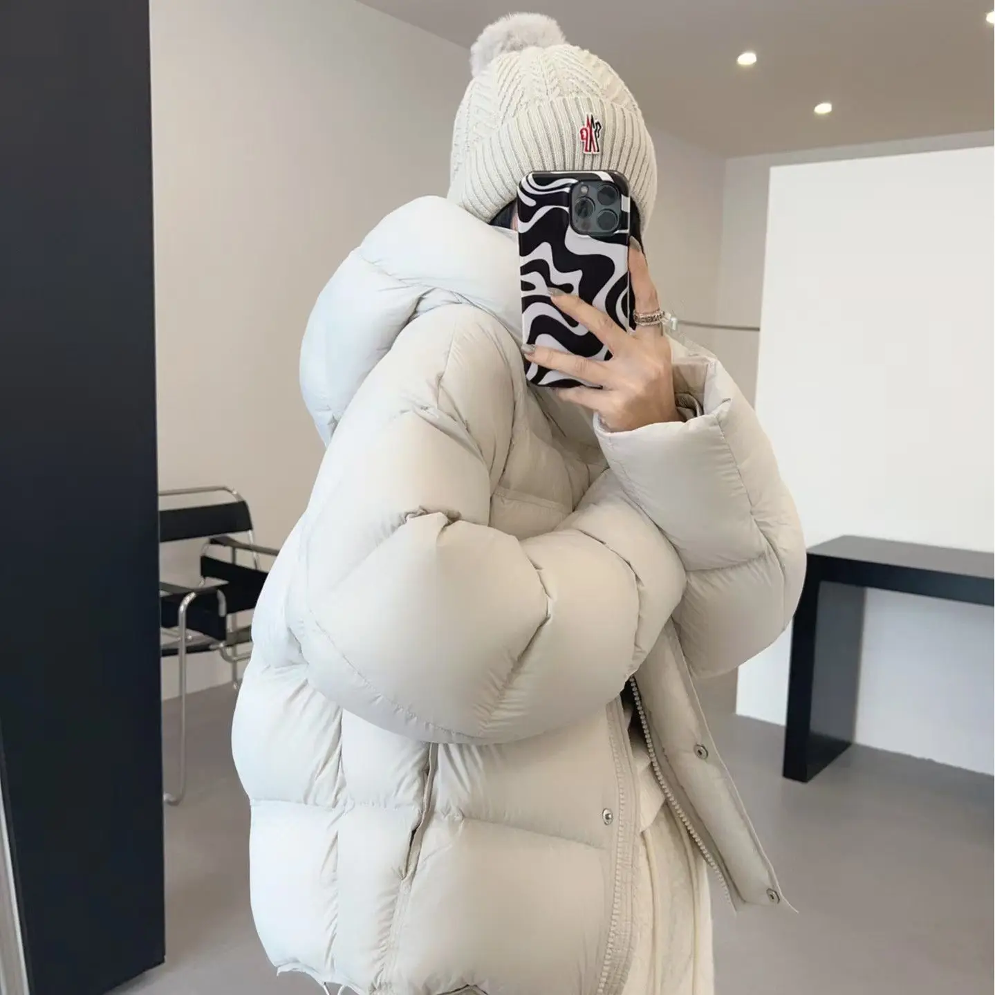 Fluffy Cloud Hooded Puffer Coat for Women - Image 4