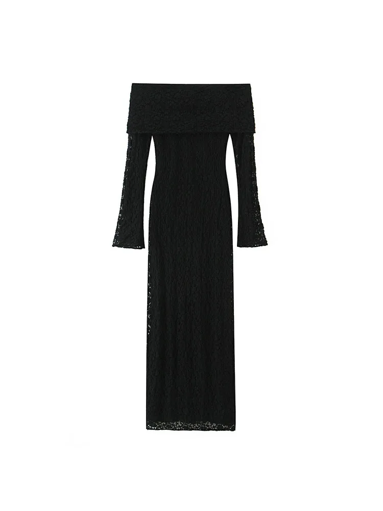 2025 Autumn Off-Shoulder Lace Maxi Dress - Image 2