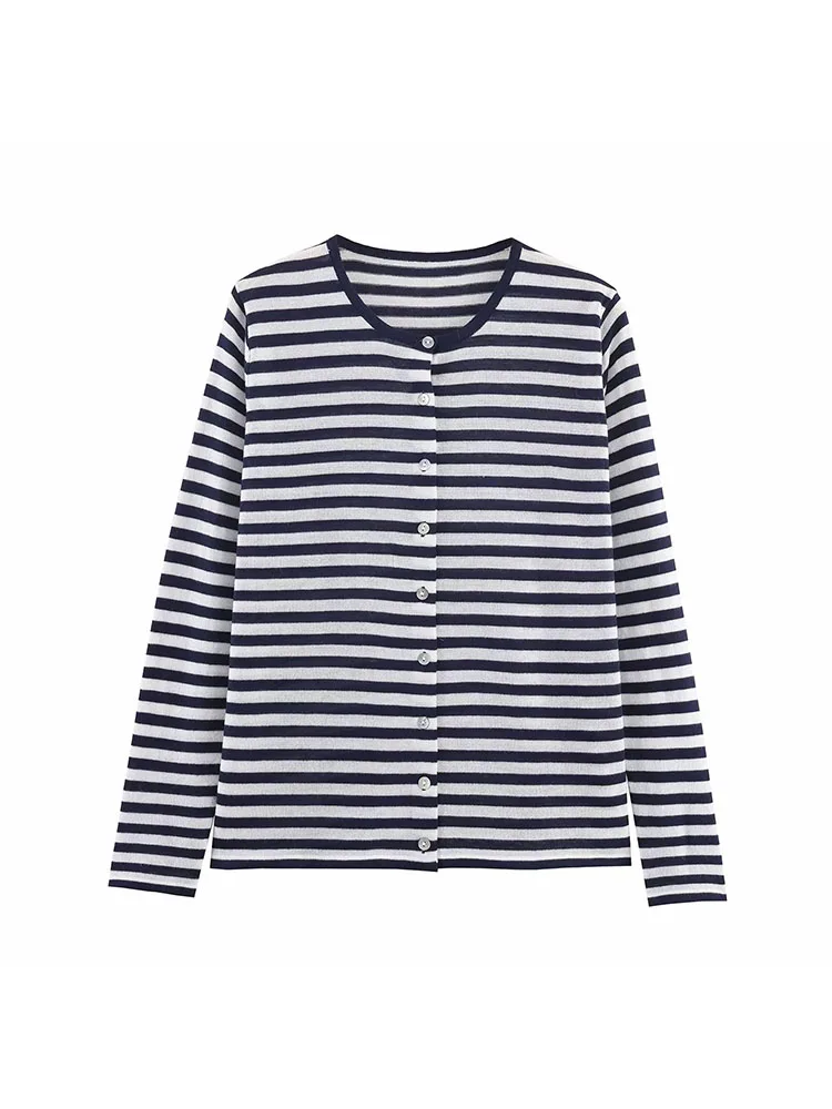 Women’s Striped Knitted Cardigan Sweater