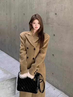 Elegant Gray Suit Vest Blouse Set