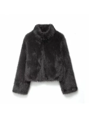 Fashionable Sash Detail Fur Coat