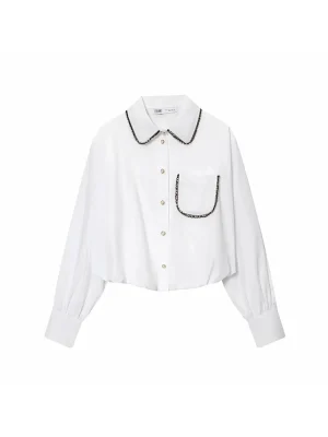 Autumn Beaded Chiffon Long Sleeve Shirt