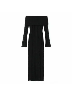 2025 Autumn Off-Shoulder Lace Maxi Dress