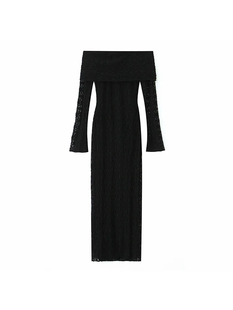 2025 Autumn Off-Shoulder Lace Maxi Dress
