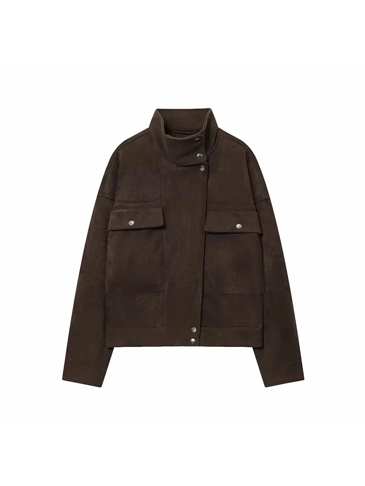 Women’s Minimalist Suede Short Jacket - Image 3