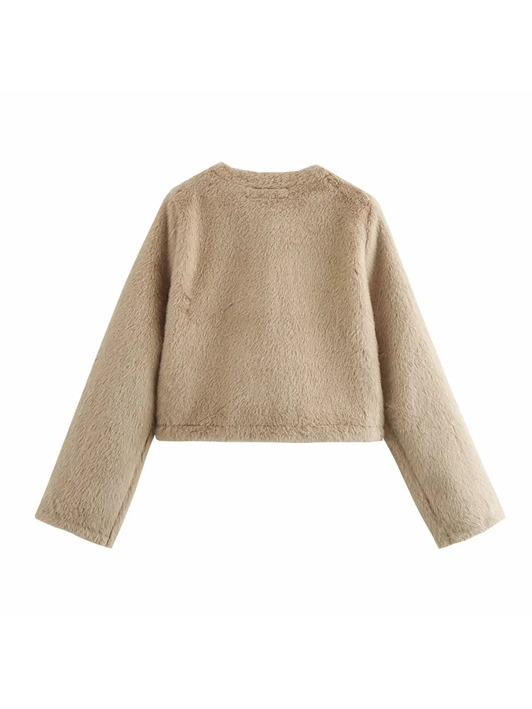 Simple Casual Single Breasted Fur Coat for Women - Image 2