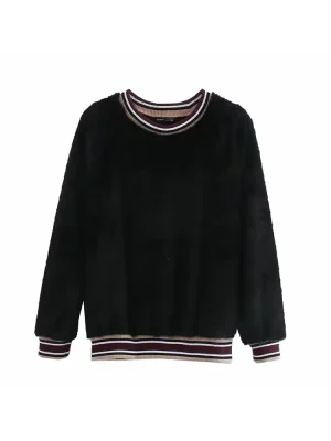 Women’s Striped Spliced O-Neck Sweater