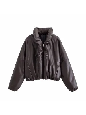 Autumn Winter Vintage Leather Jacket Women