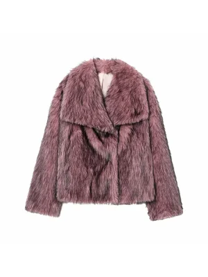 2025 Autumn Solid Faux Fur Coat