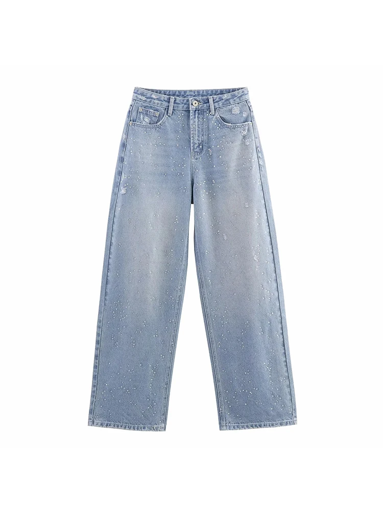 Women’s Denim Trouser Set with Water Drill Decoration - Image 4