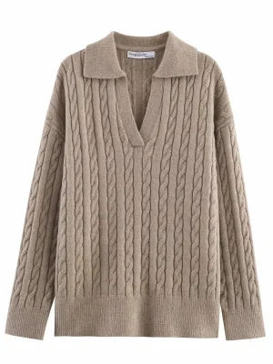 Vintage Polo Neck Twisted Sweater