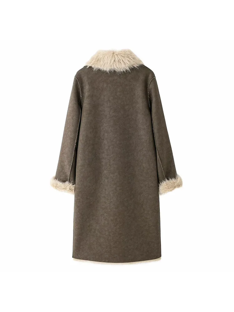 Women’s Multicolored Retro Plush Reversible Coat - Image 6