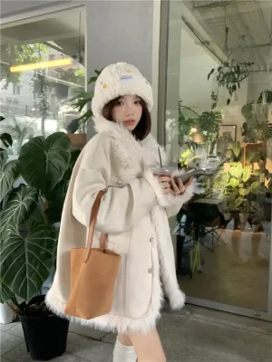 Warm Fur Collar Jacket for Women Autumn Winter Coat