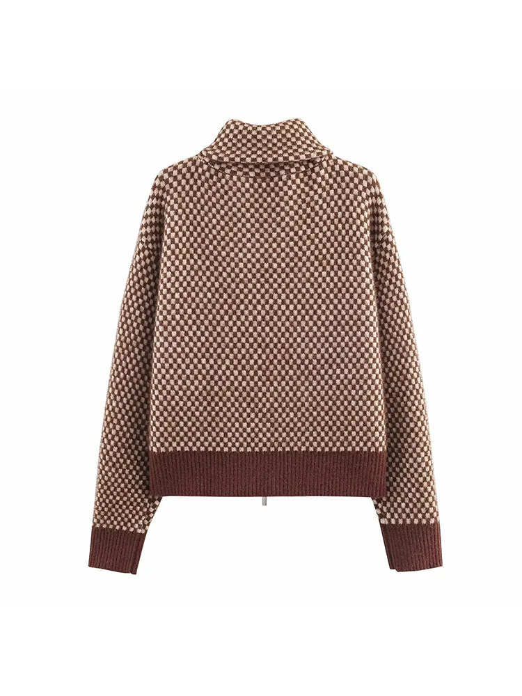 Autumn Winter High-Neck Zip Bomber Sweater - Image 3